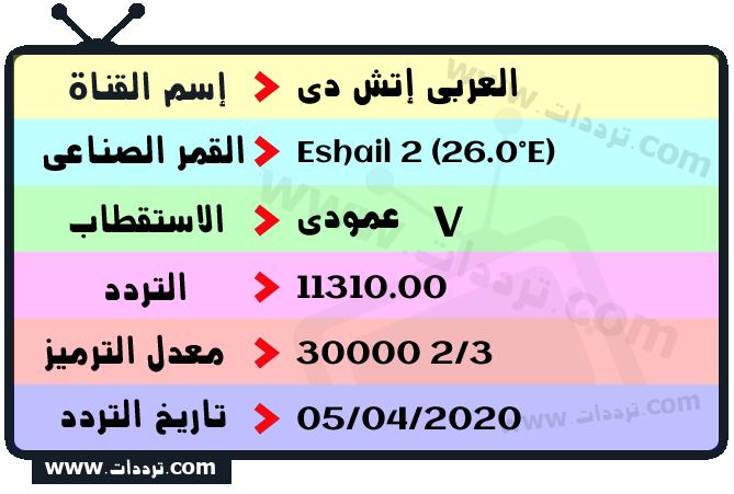 تردد قناة العربي إتش دي على القمر سهيل سات 2 26 شرق 2025
