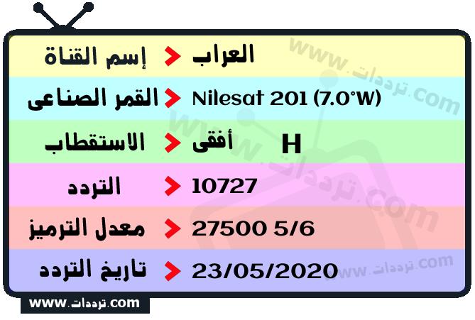 تردد قناة العراب على القمر نايل سات 201 7 غرب 2026
