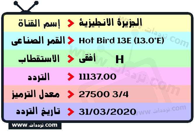 تردد قناة الجزيرة الانجليزية على القمر هوت بيرد 13 شرق 2026