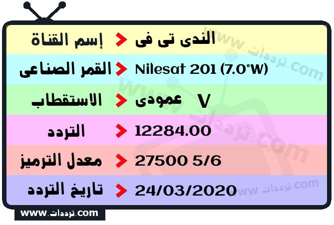 تردد قناة الندى تي في على القمر نايل سات 201 7 غرب 2026