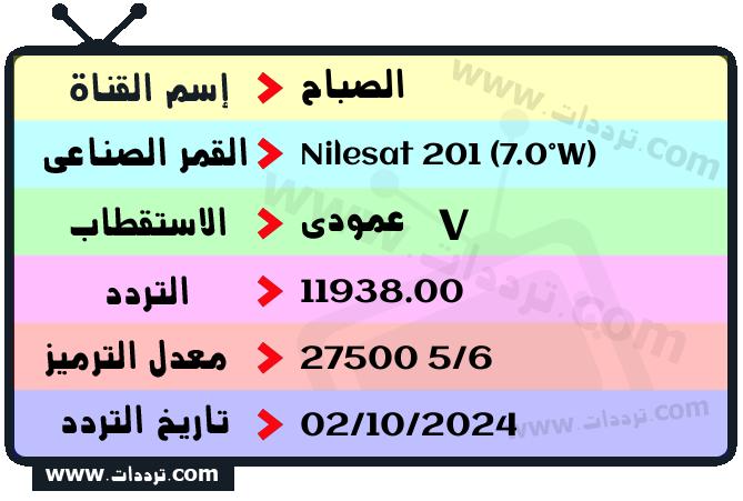 تردد قناة الصباح على القمر نايل سات 201 7 غرب 2025