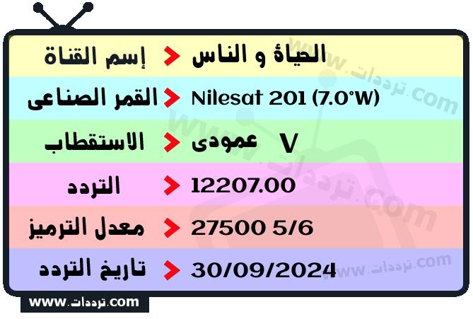 تردد قناة الحياة و الناس على القمر نايل سات 201 7 غرب 2026
