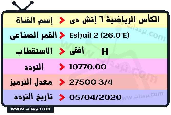 تردد قناة الكأس الرياضية 6 إتش دي على القمر سهيل سات 2 26 شرق 2025