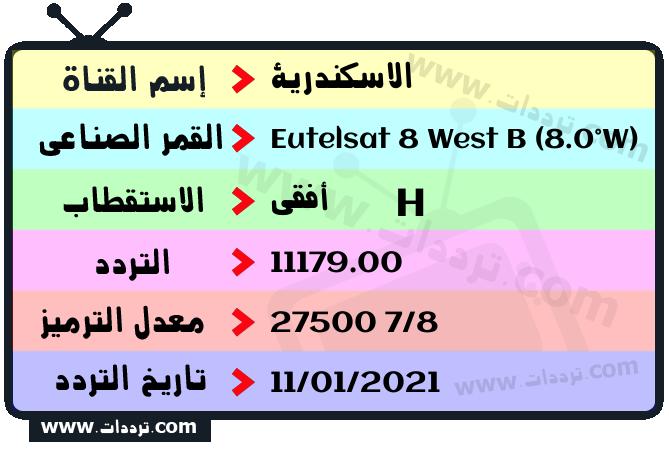 تردد قناة الاسكندرية على القمر يوتلسات 8 بي 8 غربا 2026
