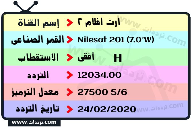 تردد قناة ارت افلام 2 على القمر نايل سات 201 7 غرب 2026