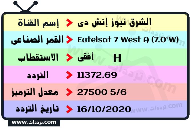 تردد قناة الشرق نيوز إتش دي على القمر يوتلسات 7 غرب أ 2026