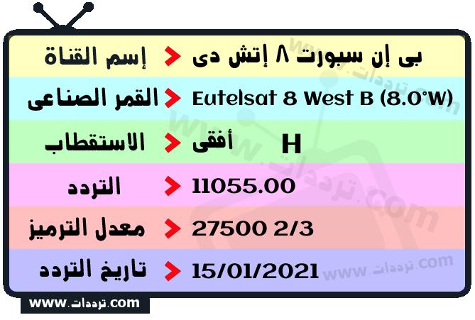 تردد قناة بي إن سبورت 8 إتش دي على القمر يوتلسات 8 بي 8 غربا 2026