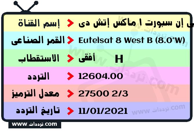 تردد قناة بي إن سبورت 1 ماكس إتش دي على القمر يوتلسات 8 بي 8 غربا 2026