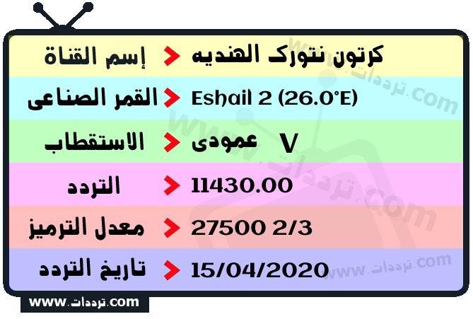 تردد قناة كرتون نتورك الهندية على القمر سهيل سات 2 26 شرق 2026