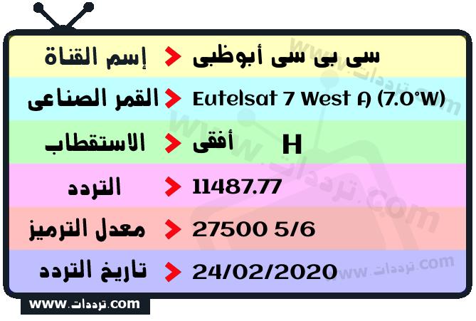 تردد قناة سي بي سي أبوظبي على القمر يوتلسات 7 غرب أ 2026