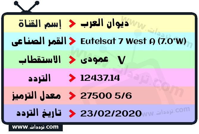 تردد قناة ديوان العرب على القمر يوتلسات 7 غرب أ 2026