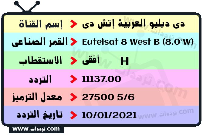 تردد قناة دي دبليو العربية إتش دي على القمر يوتلسات 8 بي 8 غربا 2026