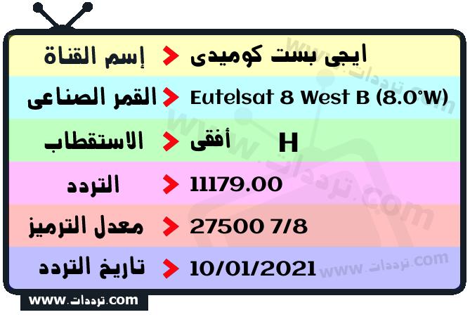 تردد قناة ايجي بست كوميدي على القمر يوتلسات 8 بي 8 غربا 2025