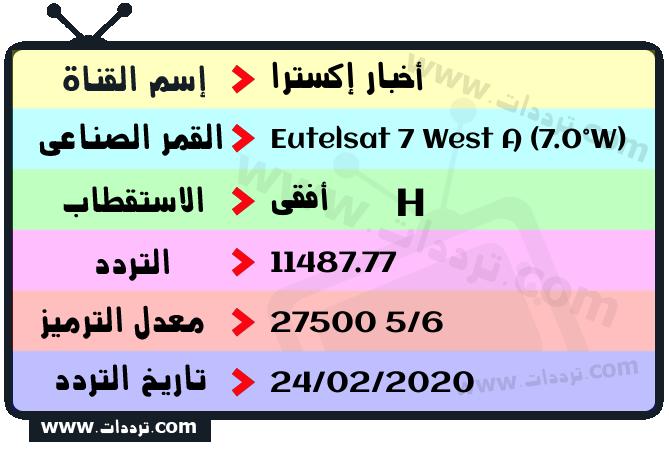 تردد قناة أخبار إكسترا على القمر يوتلسات 7 غرب أ 2026