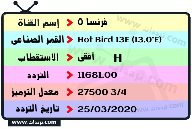 تردد قناة فرنسا 5 على القمر هوت بيرد 13 شرق 2026