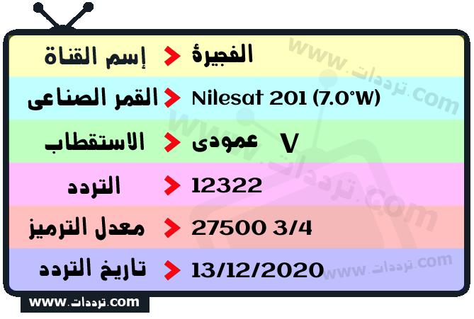 تردد قناة الفجيرة على القمر نايل سات 201 7 غرب 2026