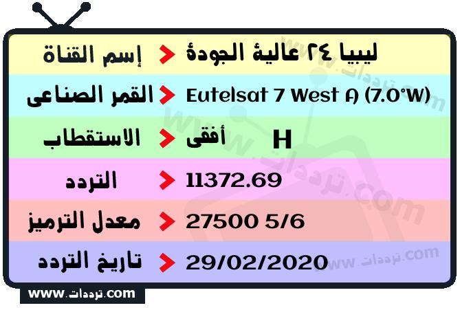 تردد قناة ليبيا 24 عالية الجودة على القمر يوتلسات 7 غرب أ 2026
