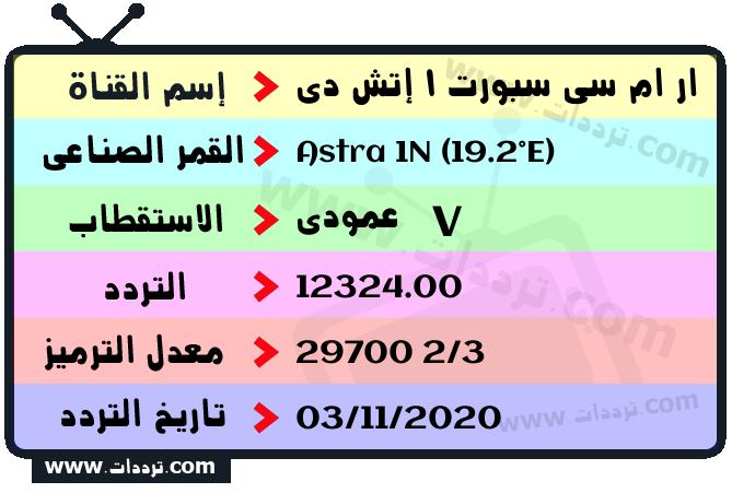 تردد قناة ار ام سي سبورت 1 إتش دي على القمر الصناعي استرا 1 إن 19.2 شرق Frequency RMC Sport 1 HD Astra 1N (19.2°E)