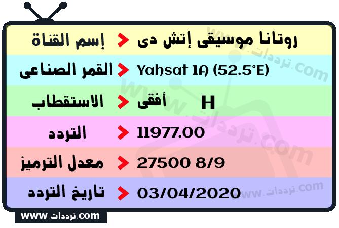 تردد قناة روتانا موسيقى إتش دي على القمر ياه سات 1 52.5 شرقا 2026