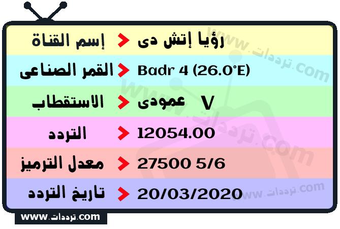 تردد قناة رؤيا إتش دي على القمر بدر سات 4 26 شرق 2025